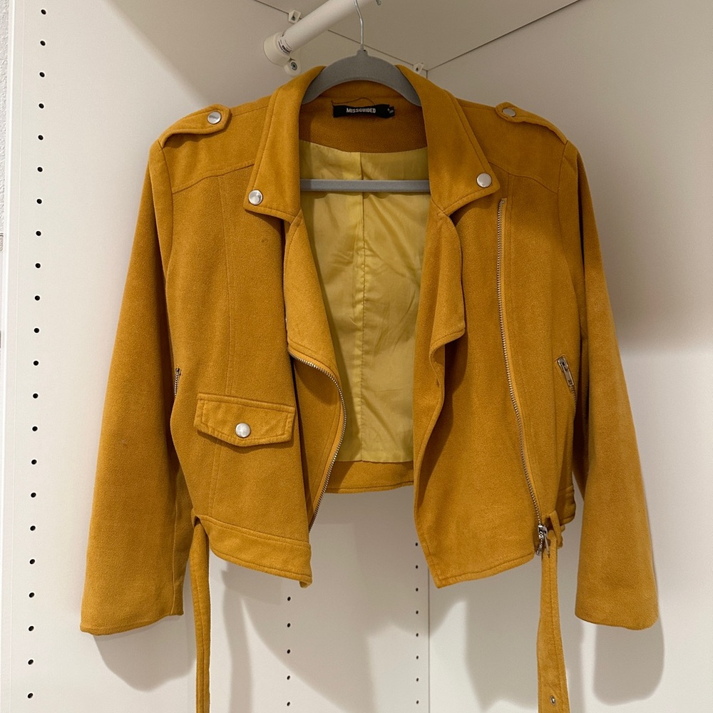 Cropped Faux Suede Jacket from Missguided